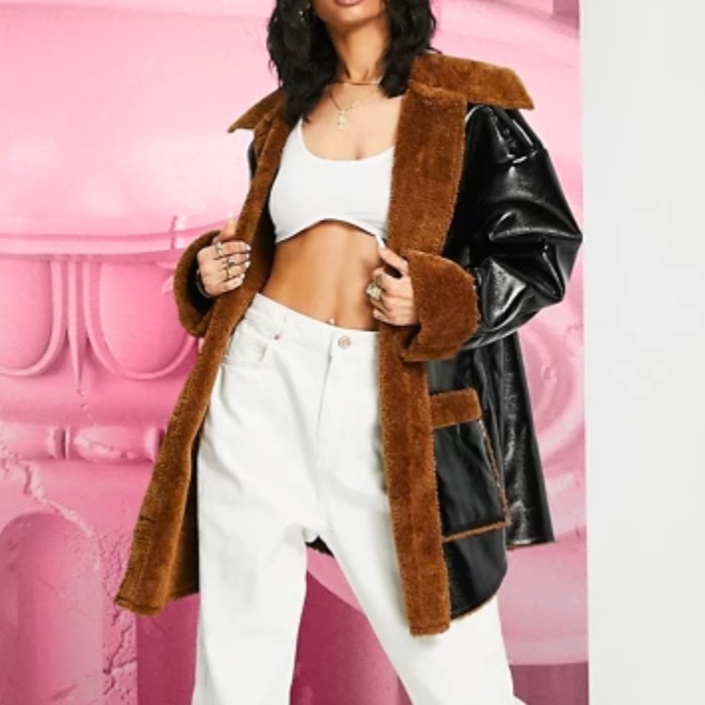 ASOS Faux Leather Sherling Jacket